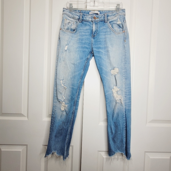 Zara Denim - ZARA ankle straight fit jeans distressed size 4